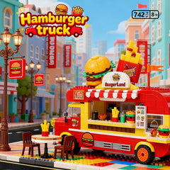 Mov Stone burger truck features giant yellow burger for playful storytelling.