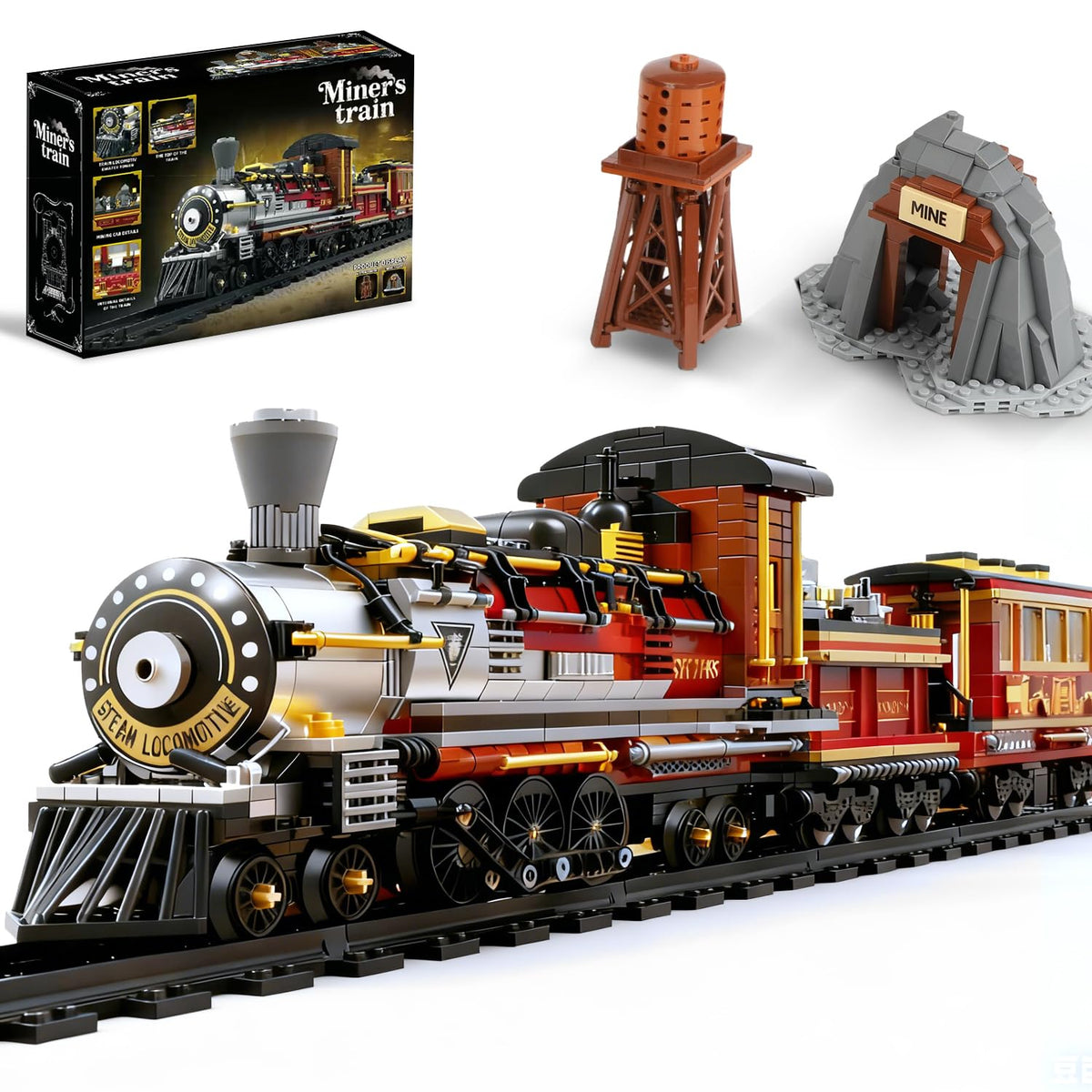 Mov Stone Western Mining Steam Train assembly emphasizes detailed steps for an immersive building experience