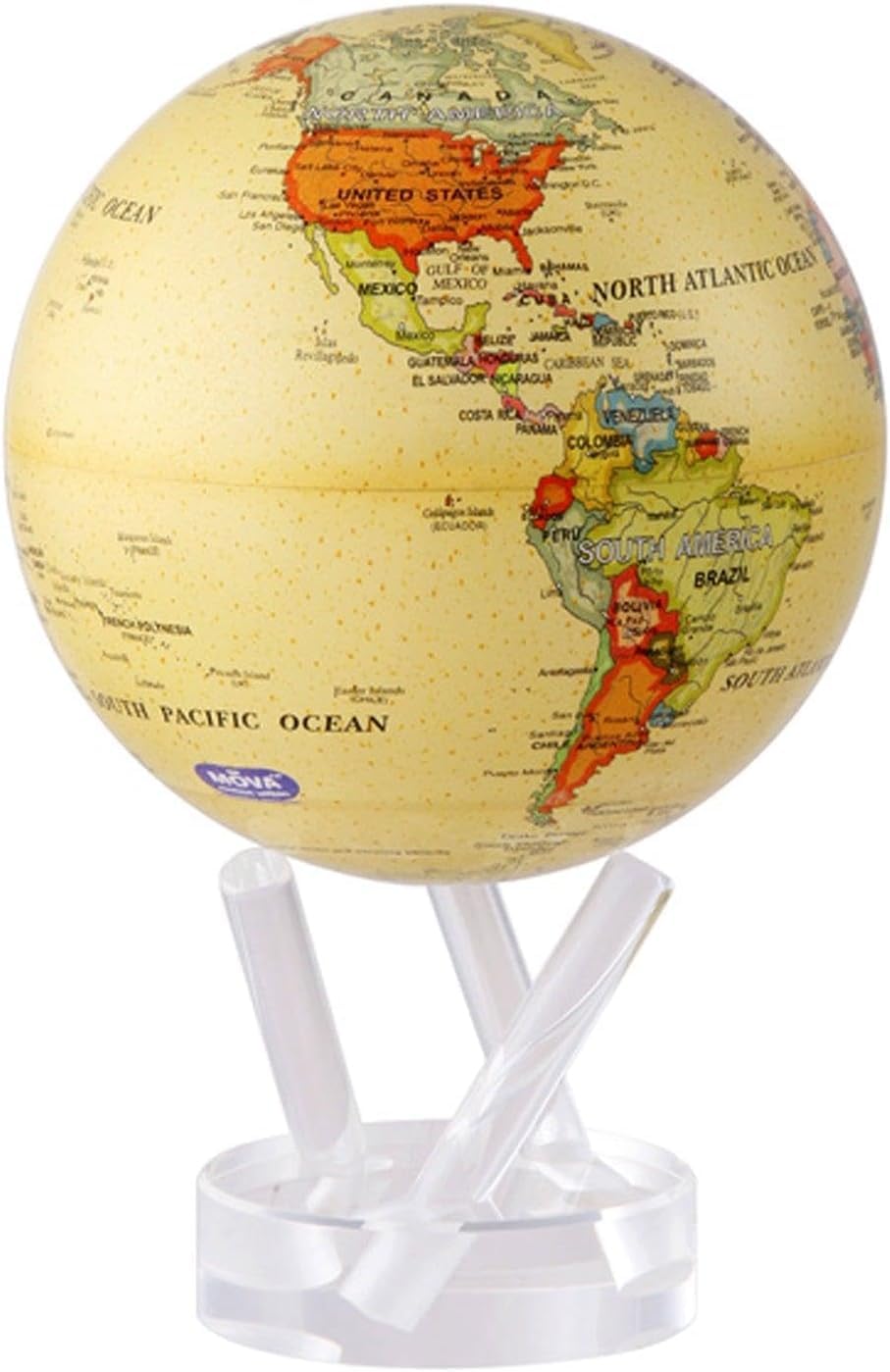 MOVA Globe yellow political map 8-5-inch on desk powered by light for serene rotation