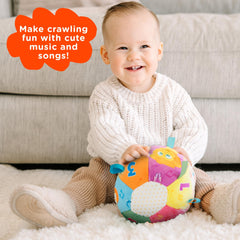 Move2Play interactive toy toss-action encourages reaching and coordination during play.