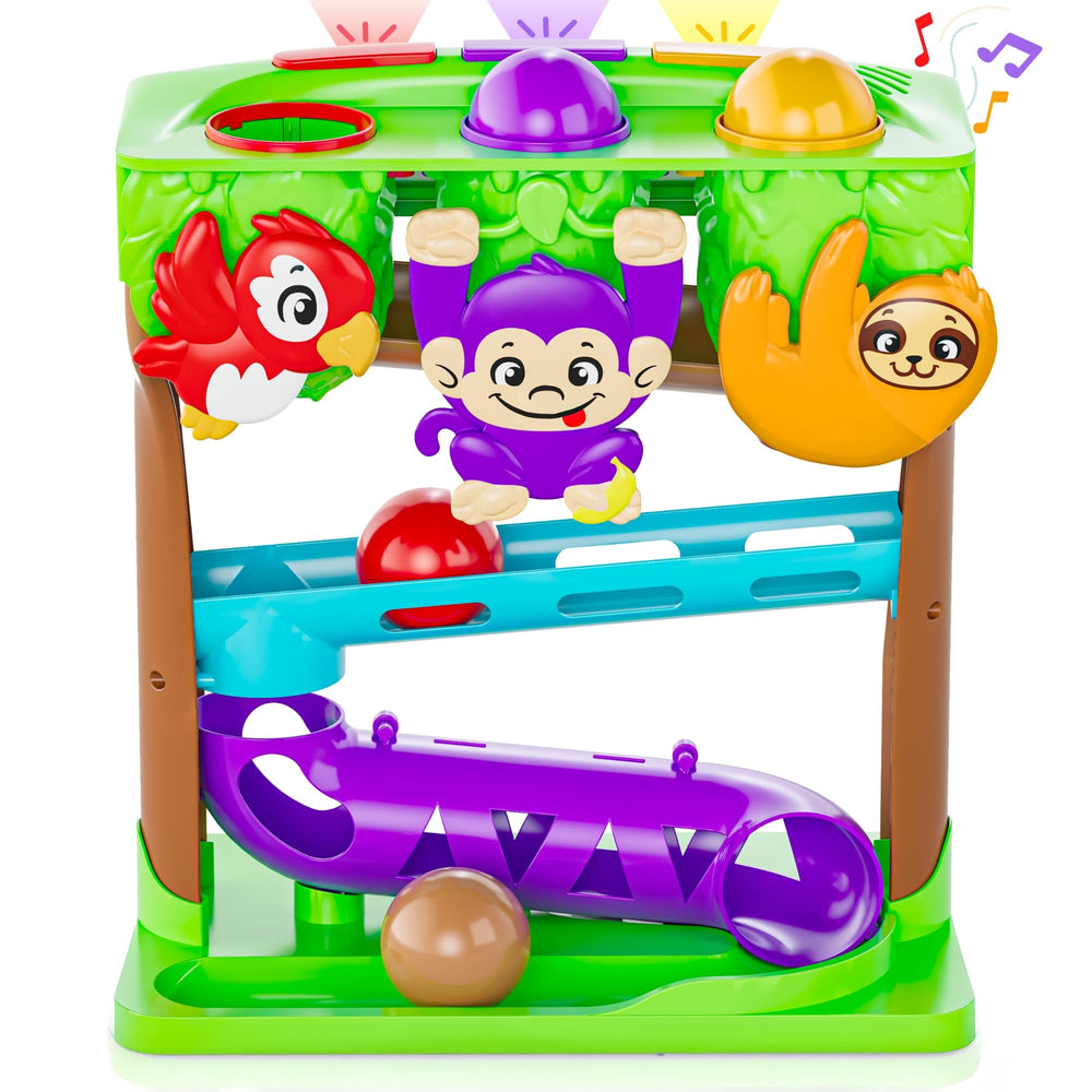 Move2Play Jungle Balls Drop: kids learn hand-eye coordination as balls drop into animal mouths.
