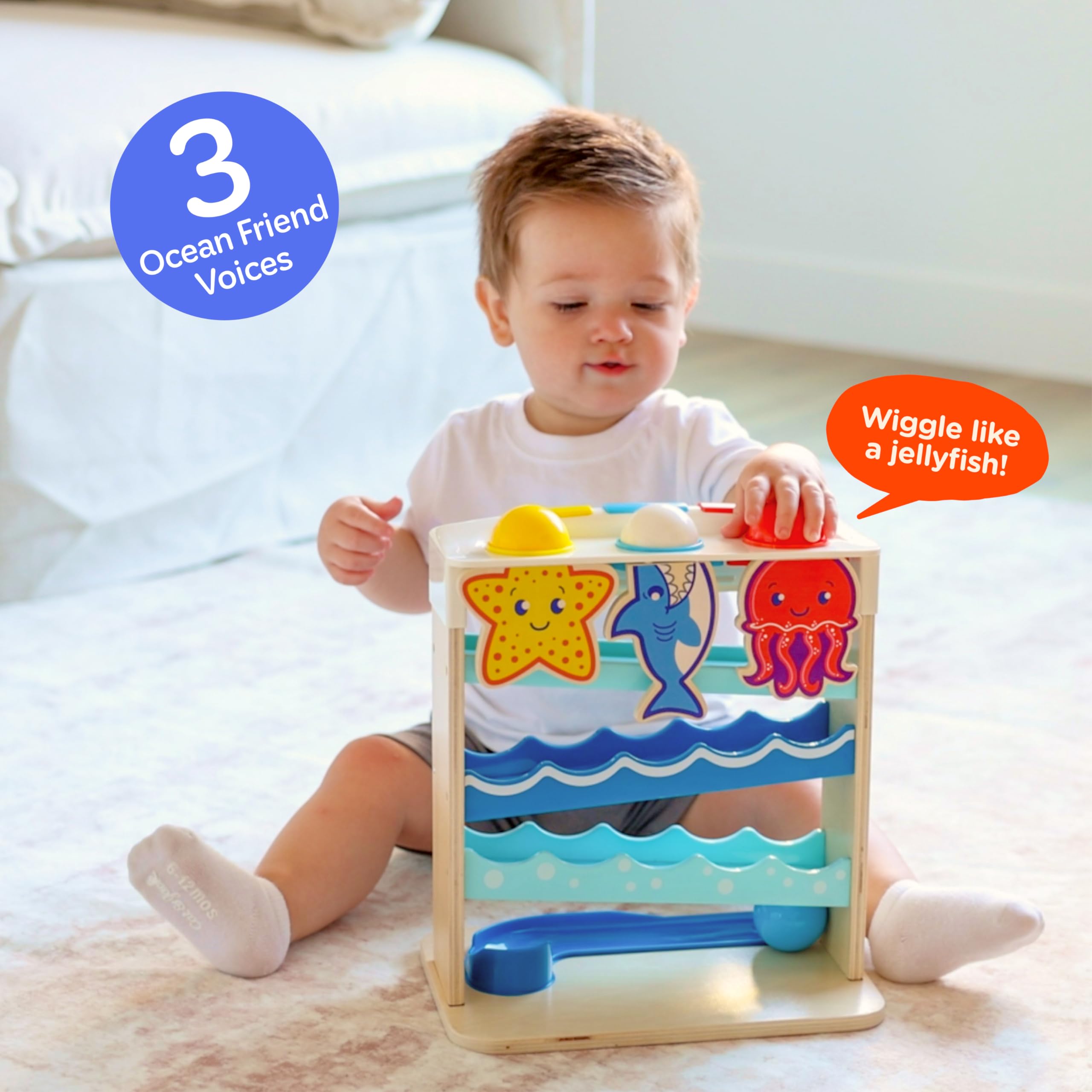 Move2Play Ocean Friends displays colors, numbers, and letters to support early learning