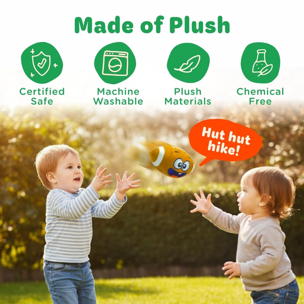 Move2Play soft plush recycled-bottles material offers safe, machine-washable indoor use.