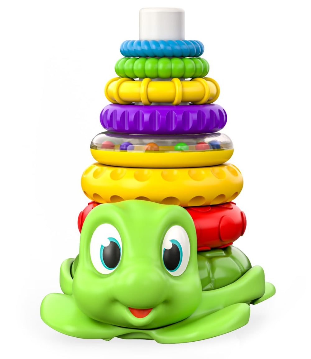 Move2Play unicorn stack rings help babies practice stacking and grip.