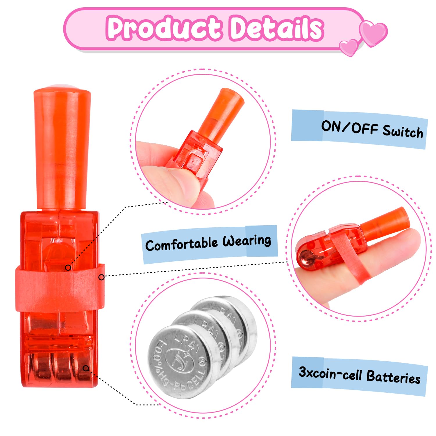 MOVINPE finger lights worn on fingers for easy fun and play