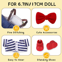 MOVOLIVI bib overalls for playful 17 cm doll looks.