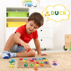 MOWPOG colorful puzzle teaches colors and shapes through play.