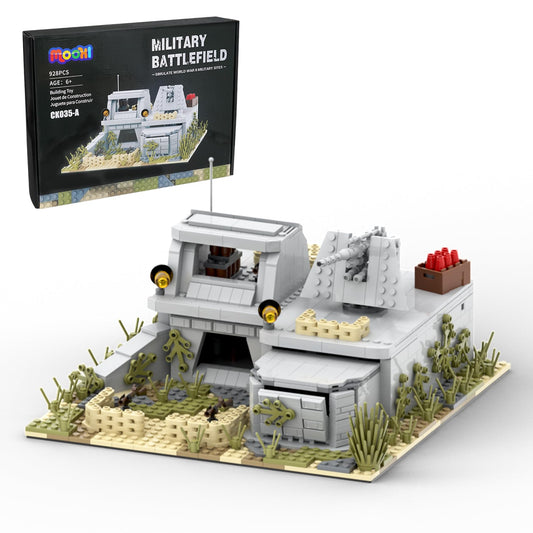 MOOXI WW2 battle fort assembly with 928 pieces for durable, immersive play.