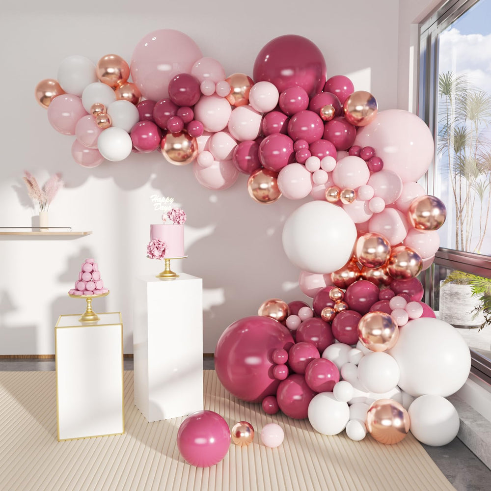 MOXMAY dusty hot pink balloon arch kit for seamless wedding or party décor