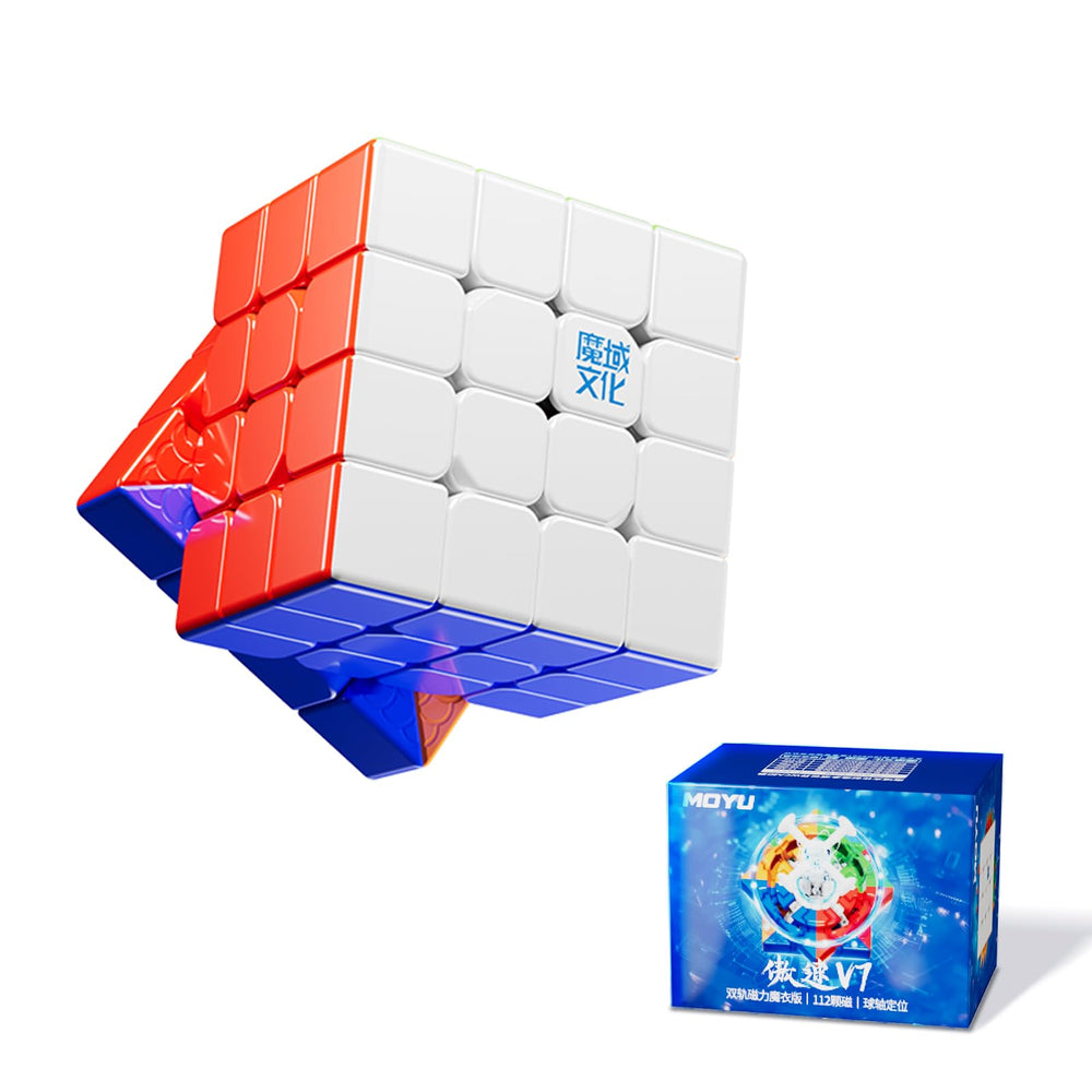 Moyu AoSu V7 4x4 magnetic cube, top view, smooth stability for fast solves.