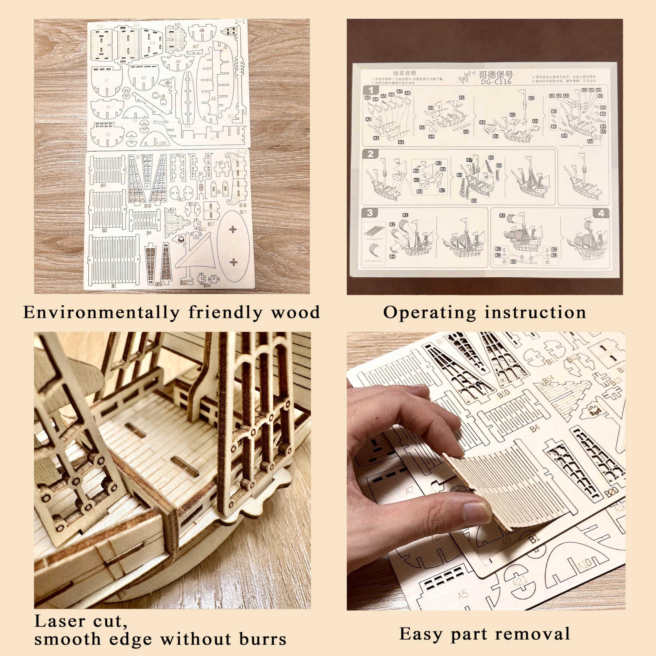 MPIUET 3D puzzle burr-free close-up emphasizes clear numbers and instructions.