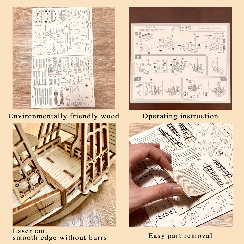 MPIUET 3D puzzle burr-free close-up emphasizes clear numbers and instructions.