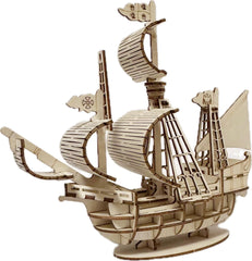 MPIUET 3D sailboat puzzle front view showing burr-free precision for easy assembly.
