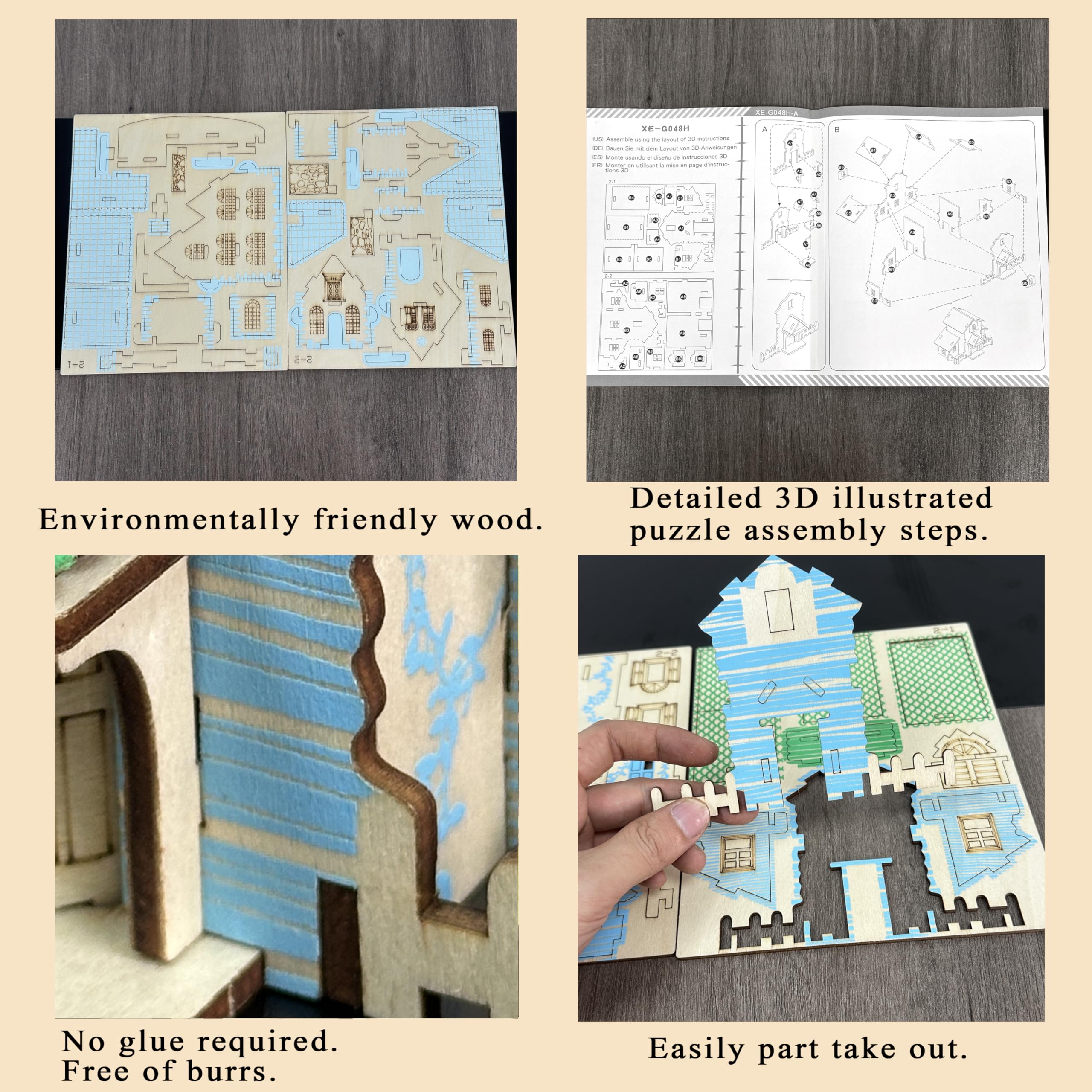 MPIUET blue little house detailed parts, precise and easy removal.