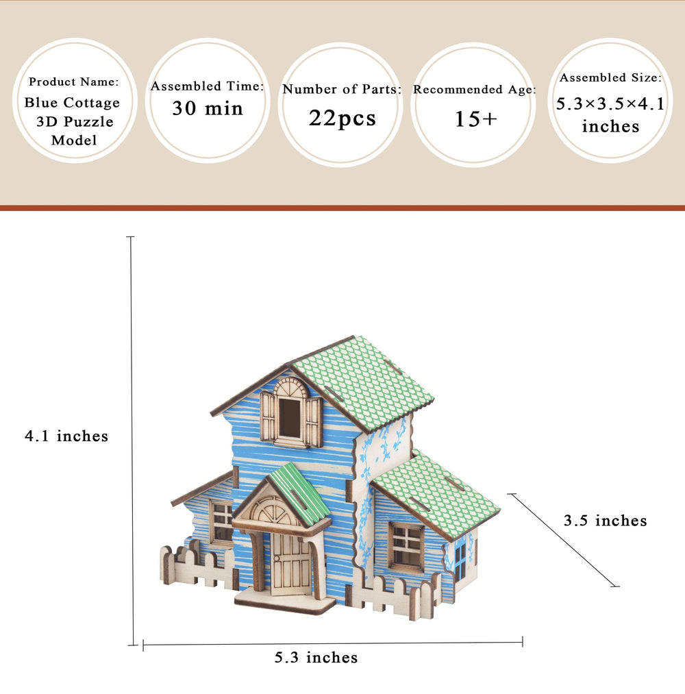 MPIUET blue little house side view, compact tabletop design.