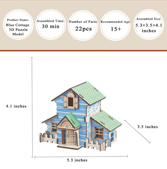 MPIUET blue little house side view, compact tabletop design.