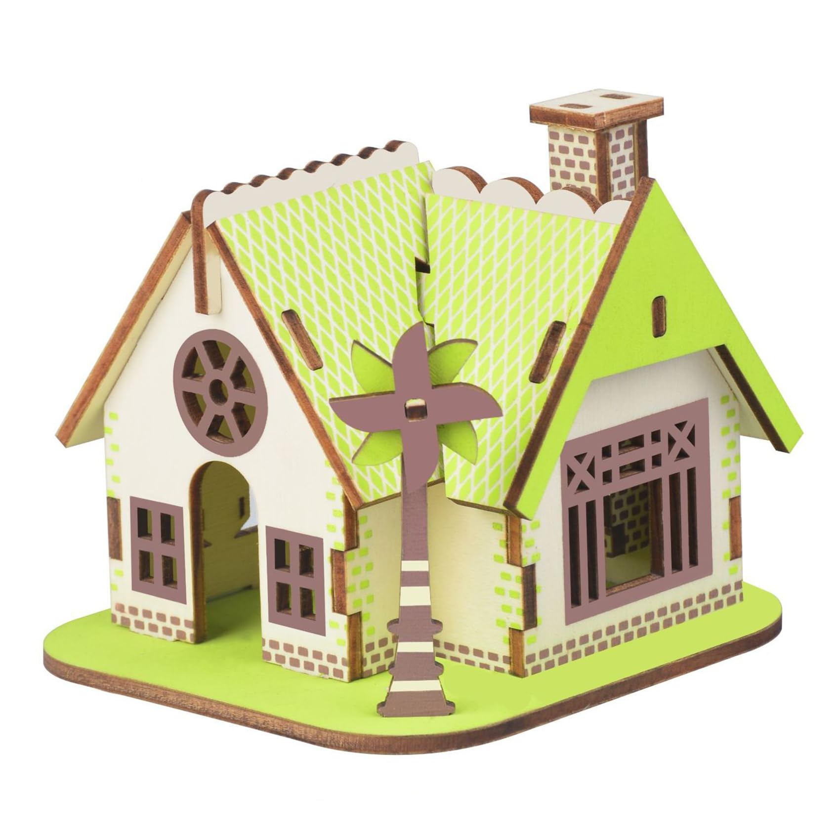 MPIUET green little house parts ready for 3D assembly and creative engagement.