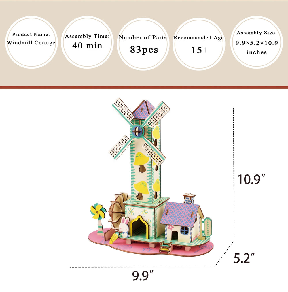 MPIUET little house wooden 3D puzzle ready for mindful building sessions