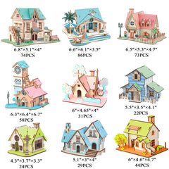 MPIUET log cabin 9-in-1 parts layout helps organize pieces for smooth building.