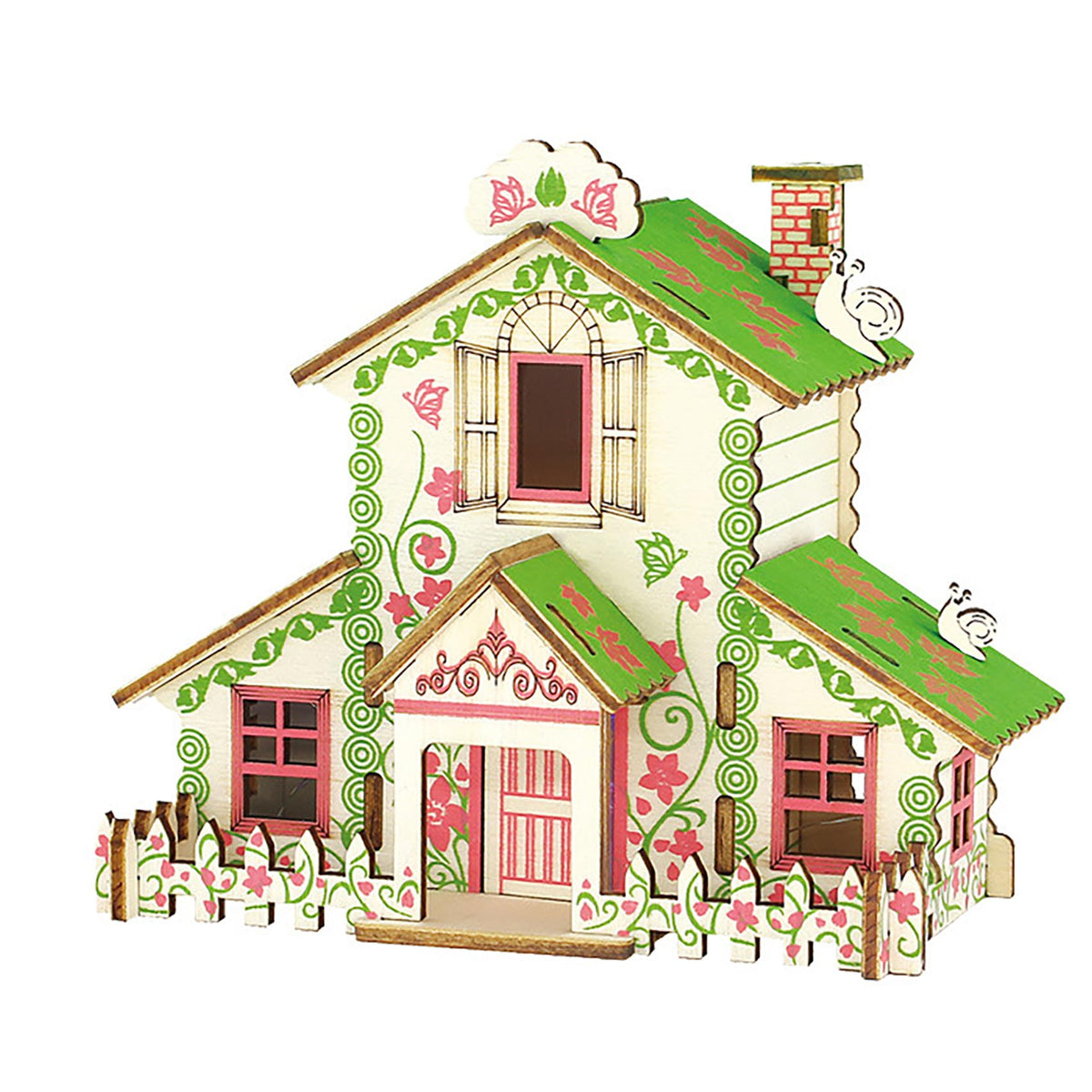 MPIUET forest cabin puzzle assembly view with clearly numbered parts for easy start