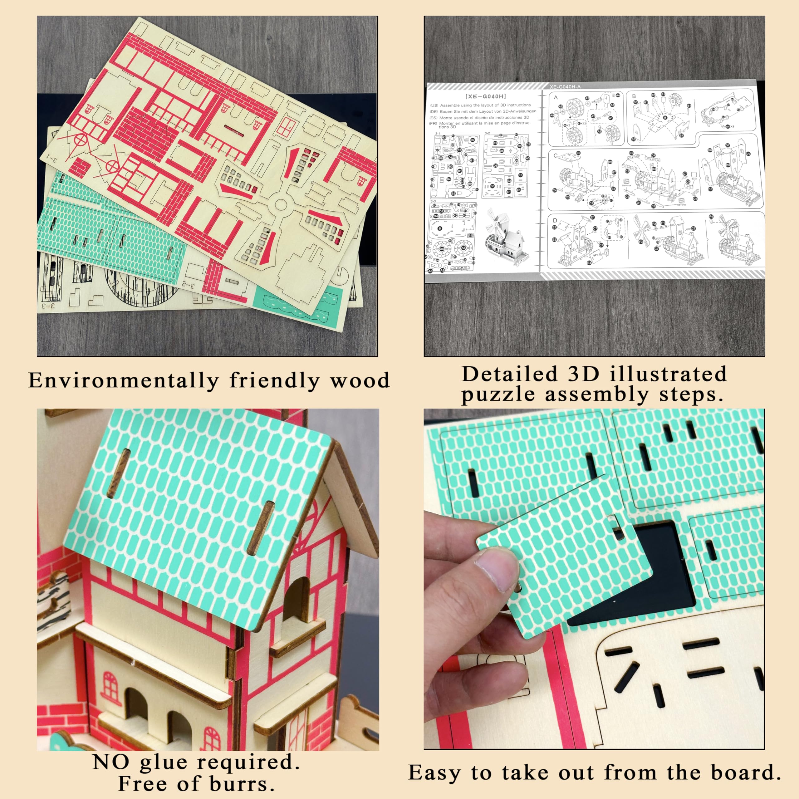 MPIUET Windmill Cottage puzzle packaging image shows age suitability and clear guidance