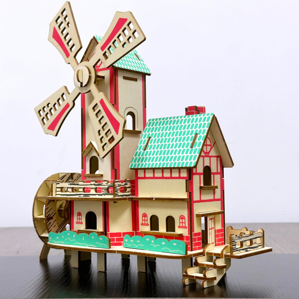 MPIUET Windmill Cottage puzzle parts image demonstrates organized components for easy start