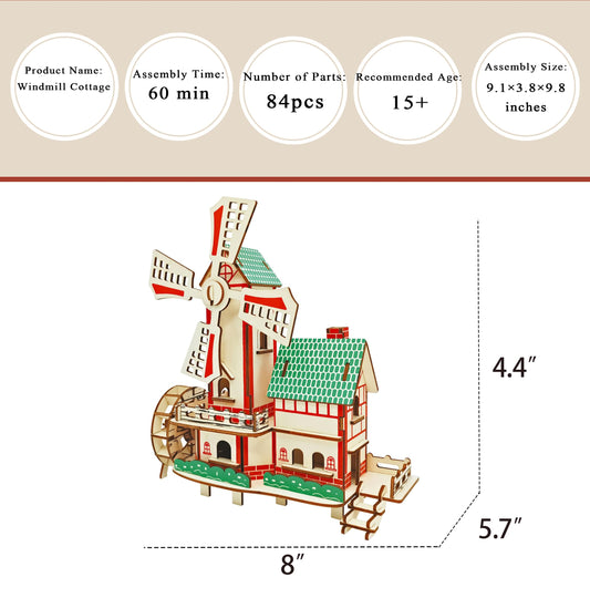 MPIUET Windmill Cottage puzzle side view emphasizes smooth edges for safe handling