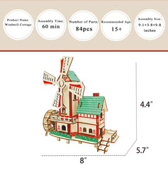 MPIUET Windmill Cottage puzzle side view emphasizes smooth edges for safe handling