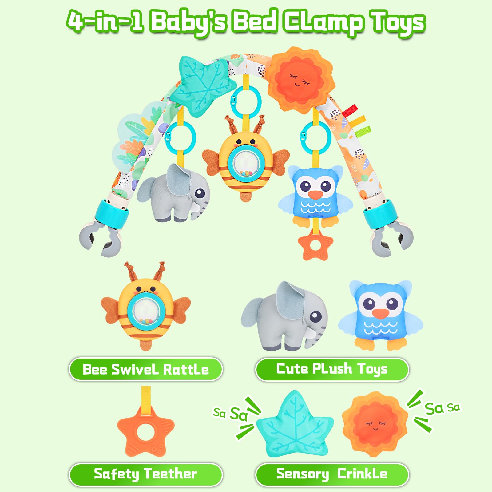 MPQMPQ arch toy teether rattles promotes teething relief and sensory exploration