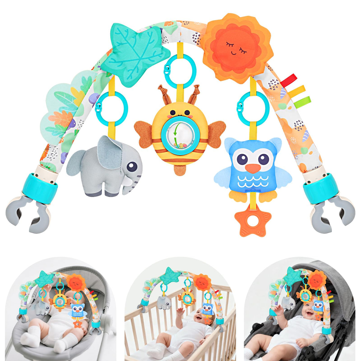 MPQMPQ arch toy windmill promotes grasping and visual tracking during stroller use