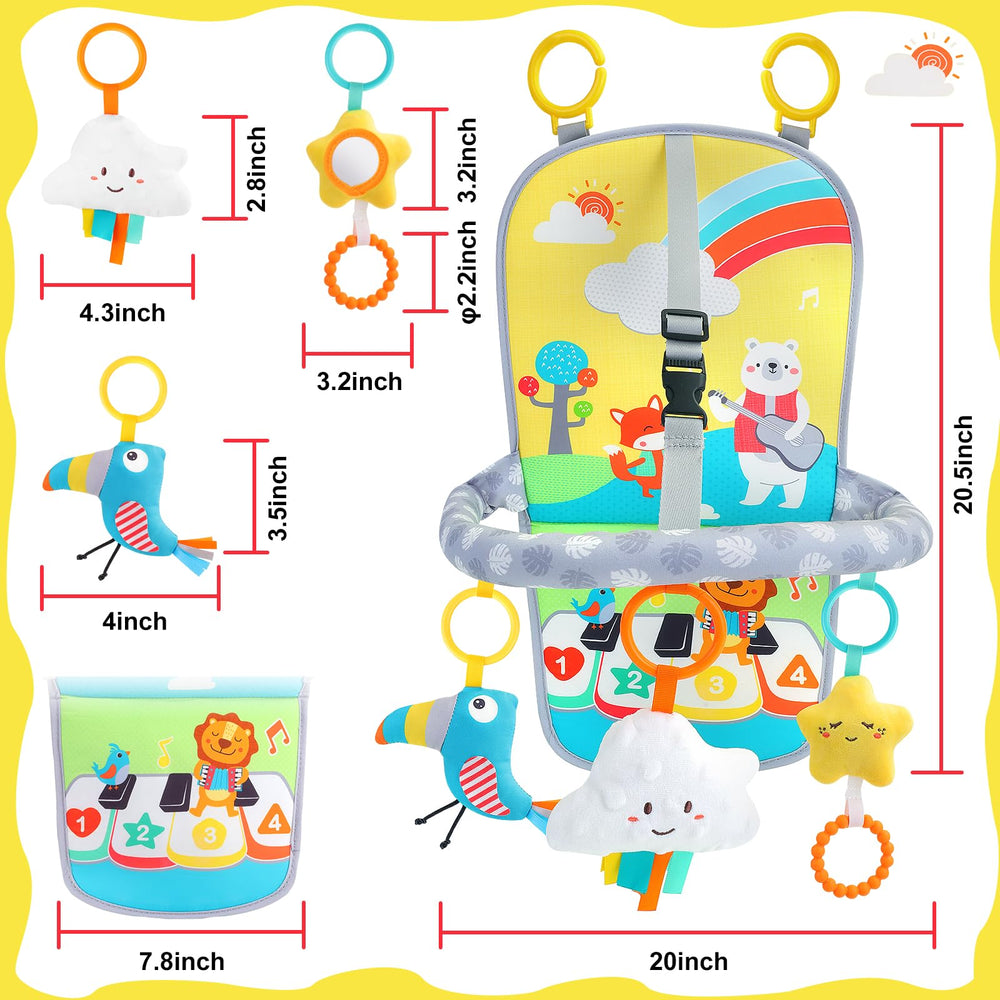 MPQMPQ Baby Car Seat Activity Toy teether features safe silicone for soothing chewing.