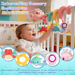 MPQMPQ car seat toy seahorse crinkle texture enhances sensory curiosity during play.