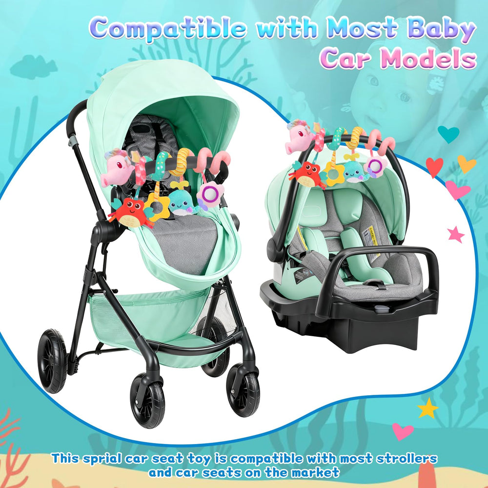 MPQMPQ car seat toy stroller attachment keeps toys within reach during outings.