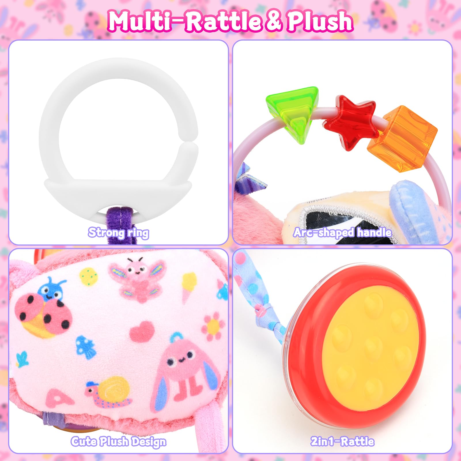 MPQMPQ teether with crinkly beads supports teething exploration.
