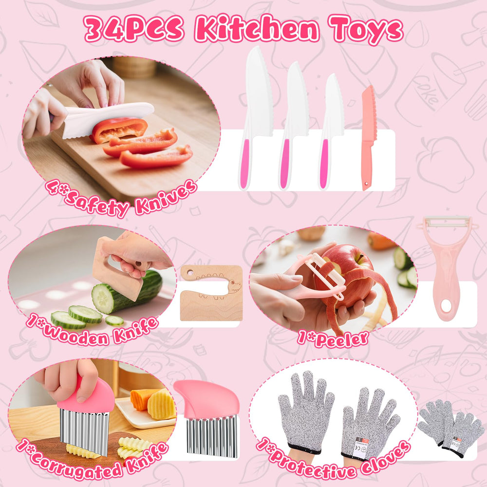MPQMPQ toddler knife set cutting board with pieces supports hands-on learning