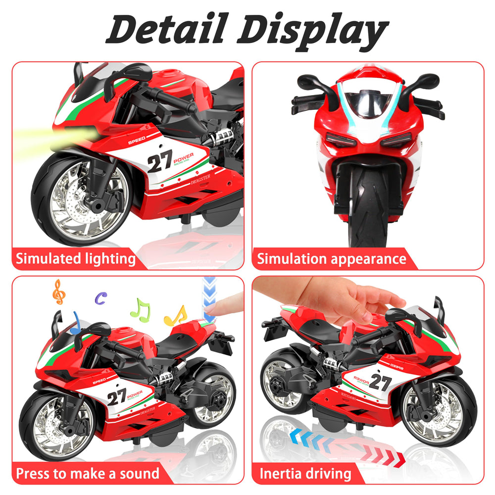 MQDMINI 4-pack motorcycle toys with lights and sounds boost imaginative play