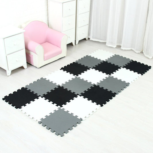 MQIAOHAM interlocking foam tiles close-up highlighting easy setup and durable construction.