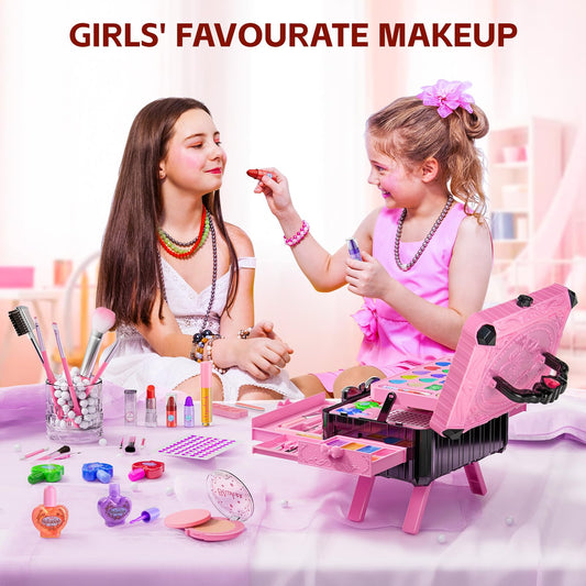 Mqsiuve dressing table makeup case provides sturdy desktop support during pretend sessions