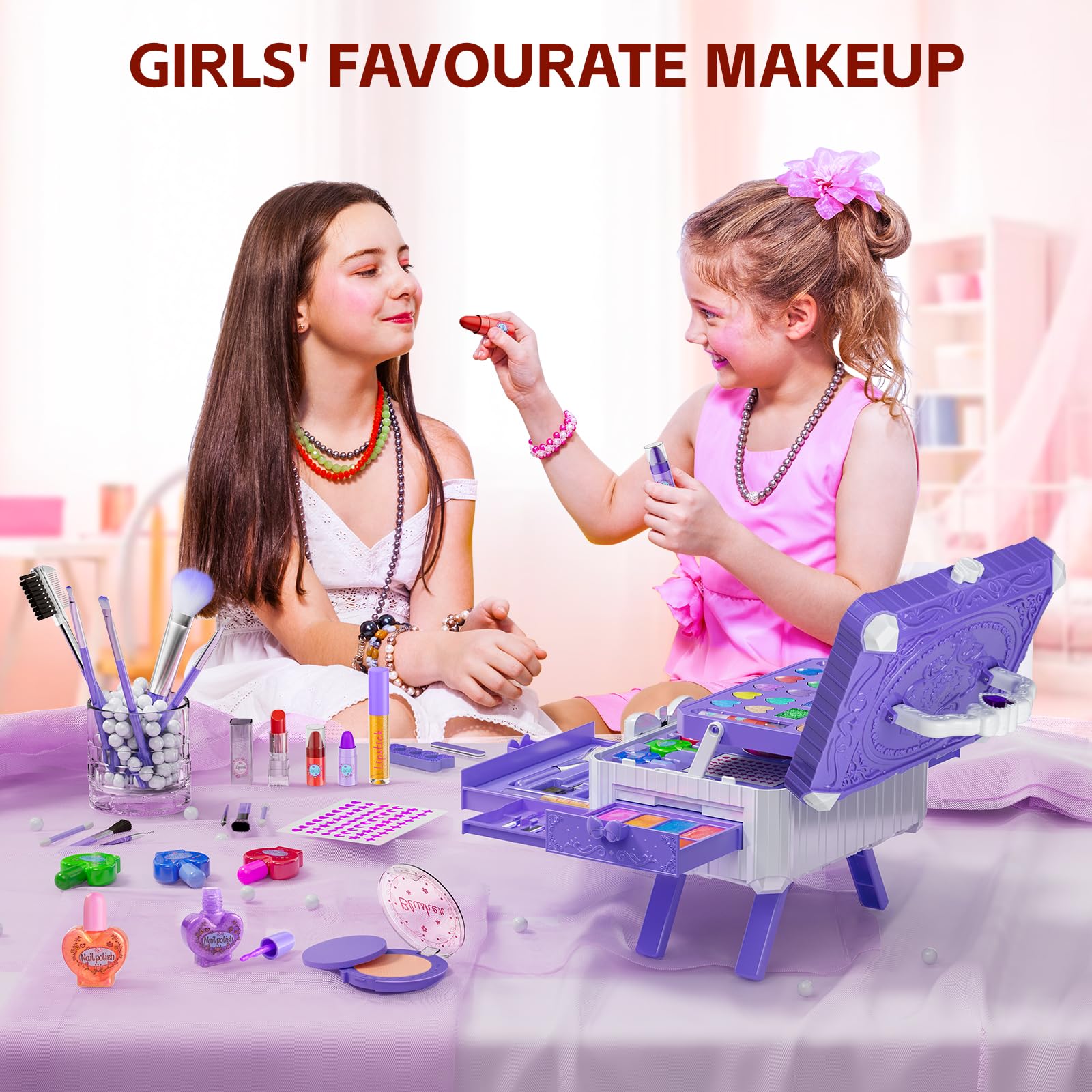 Mqsiuve dressing table stand upgrade enables stable, realistic makeup play sessions for kids