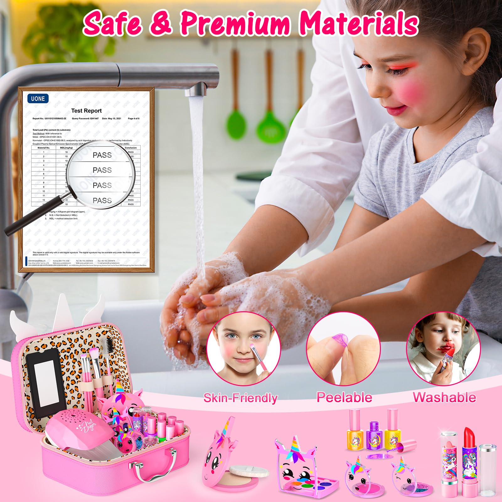 Mqsiuve Kids Makeup Kit brush set tidy organization for little artists