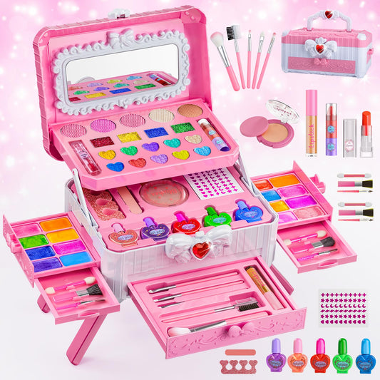 Mqsiuve kids makeup set with mirror dressing table for imaginative princess play
