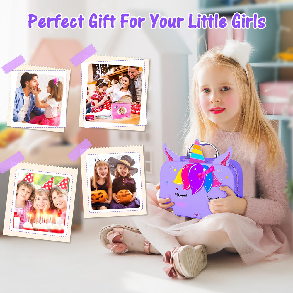 Mqsiuve makeup kit for girls, fosters social play and fine motor skills.