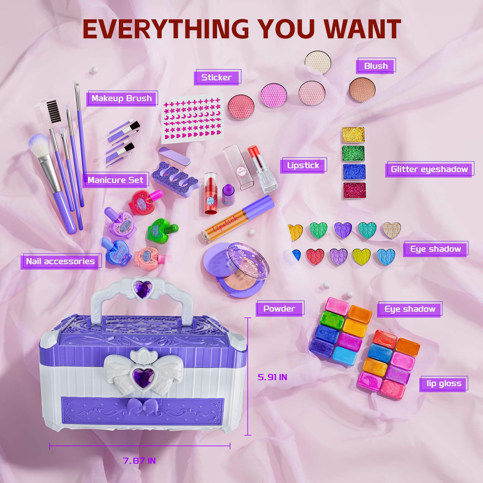 Mqsiuve washable toy makeup set highlights safe, easy cleanup after playtime
