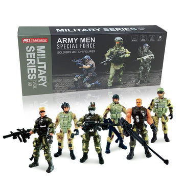 MQSTARSRISE army men figure pose demonstrates detachable joints for versatile play.