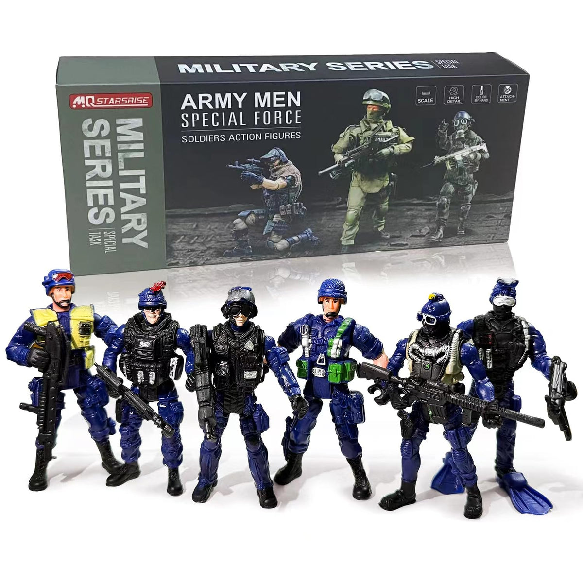 MQSTARSRISE army men figures 6-piece set for imaginative play and display