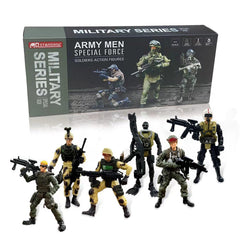 MQSTARSRISE army men toy set six-pack with weapons for imaginative play.