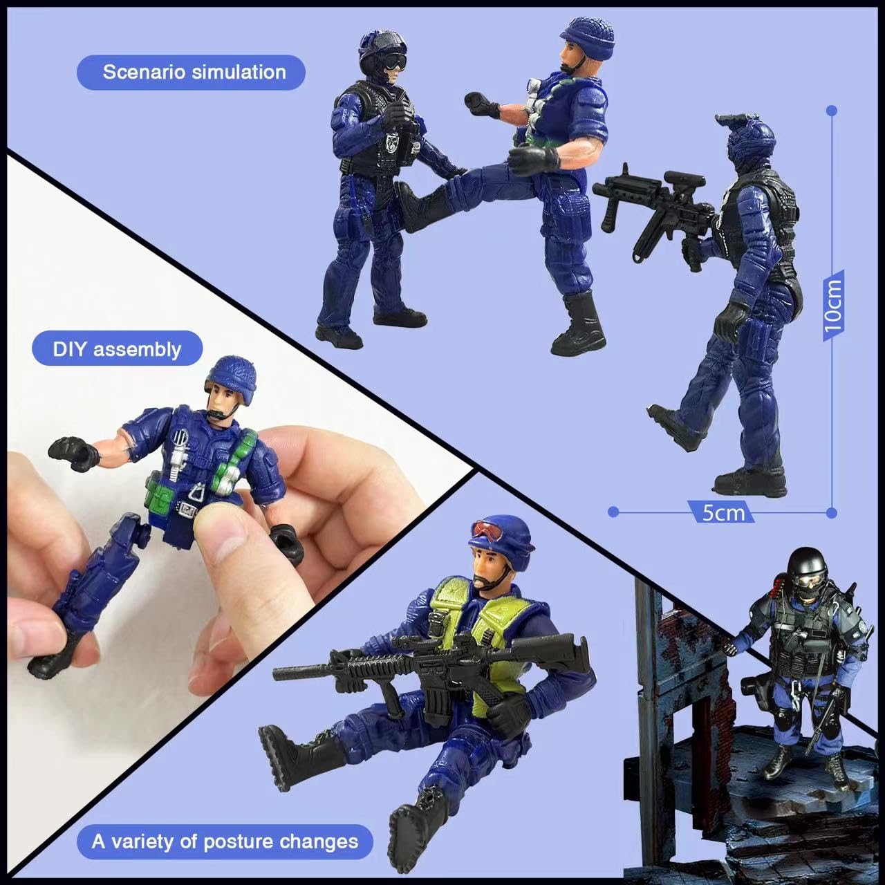 MQSTARSRISE soldier figures with weapons six detachable pieces for action-packed pretend play