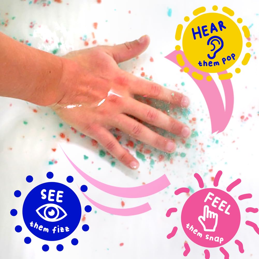 Mr. Bubble Magic Bath Crackles create a color show in the tub.
