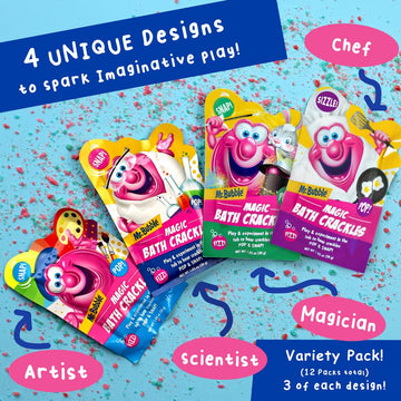 Mr. Bubble Magic Bath Crackles provide a fun bath time sensory moment for children.