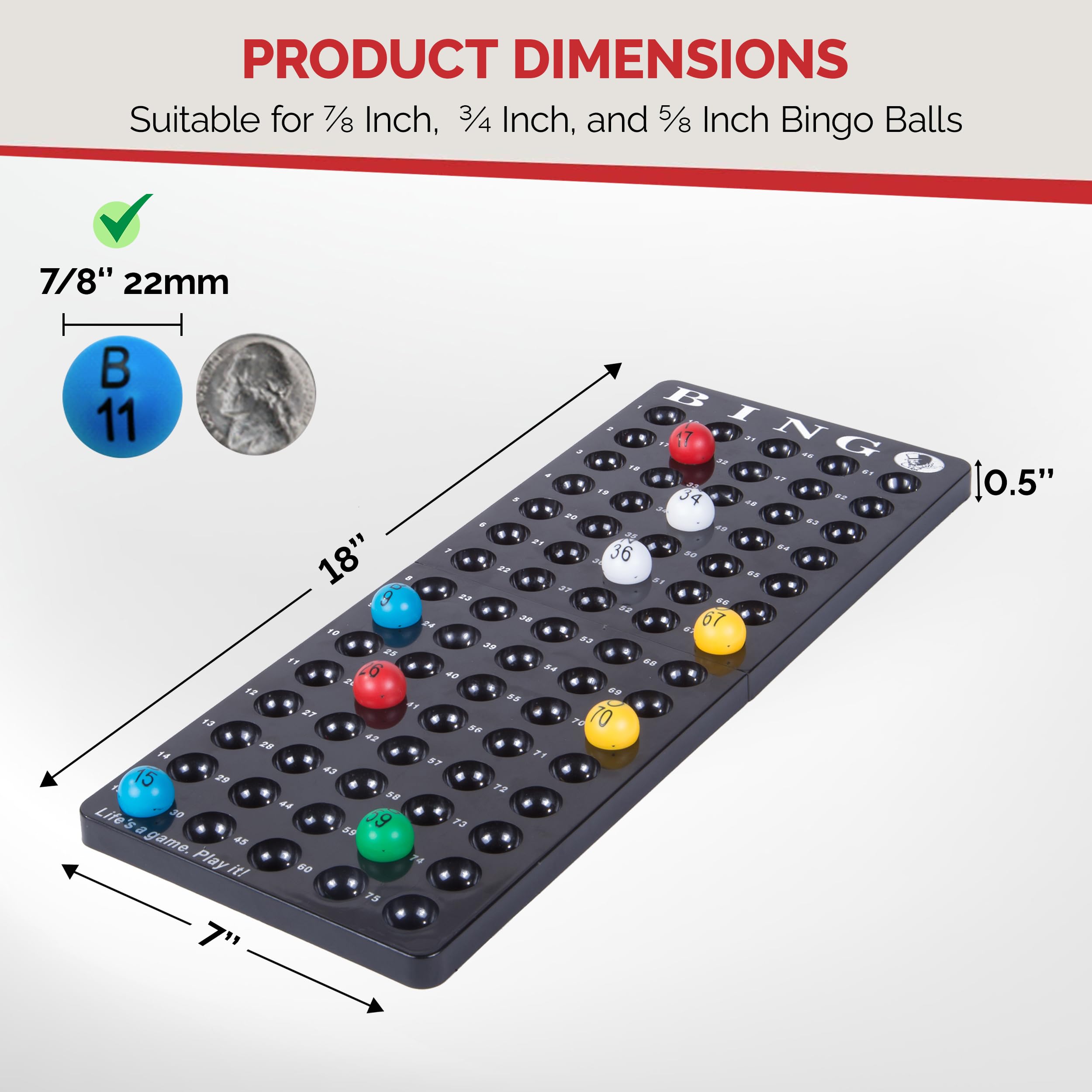 MR CHIPS 7/8 inch bingo balls in five colors for easy tracking